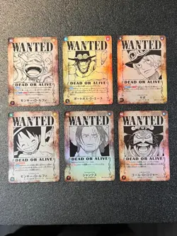6 SET SP WANTED Monkey D. Luffy,Ace,Sabo,Shanks,Roger One Piece Card Games - Image 1