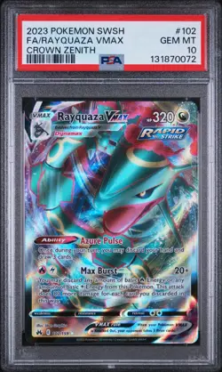 2023 POKEMON SWORD AND SHIELD CROWN ZENITH #102 FA/RAYQUAZA VMAX PSA 10 - Image 1