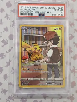 2019 POKEMON SUN & MOON COSMIC ECLIPSE SECRET #241 FULL ART/PIKACHU PSA 10 - Image 1