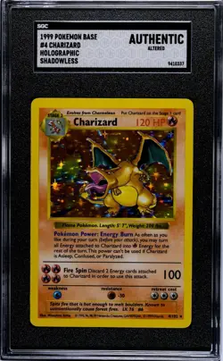 Pokemon TCG Shadowless Charizard Hologram 4/102 Holo Base Set SGC Authentic Alt - Image 1