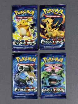 Pokemon XY Evolutions Sleeved Booster Pack Art Set (4 Sealed Packs) Charizard EX - Image 1