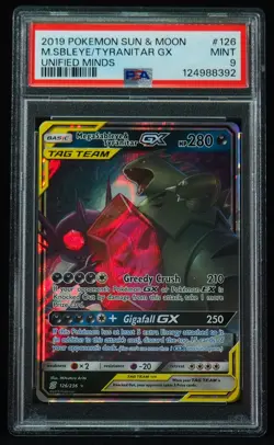 Mega Sableye & Tyranitar GX Tag Team 126 PSA Mint 9 Unified MInds Pokemon Card - Image 1