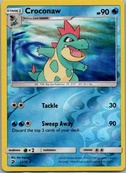 REVERSE HOLO Pokemon Sun Moon Dragon Majesty Card Croconaw 23/70 - Image 1