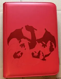 Ultra Pro TCG Charizard 9 Pocket Leather Binder Red 360 Capacity with cards - Image 1