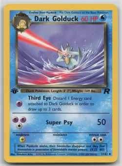 1st Edition Vintage Pokemon Card Dark Golduck Uncommon Team Rocket 37/82 VLP - Image 1