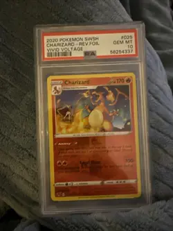 2020 POKEMON SWORD & SHIELD VIVID VOLTAGE CRACKED ICE #025 CHARIZARD HOLO PSA 10 - Image 1