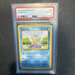 1999 Pokemon TCG Squirtle Base Set 63/102 PSA 8 - Image 1