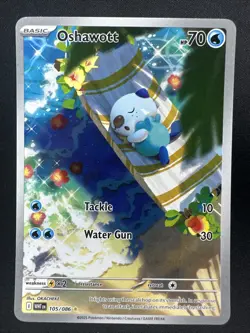 Pokemon TCG Oshawott 105/086 Sv: White Flare Illustration Rare Holo, NM - Image 1