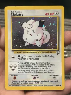 Pokemon TCG Clefairy 6/130 Holo Rare(Swirl) Base Set 2 2000- LP - Image 1