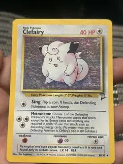 Pokemon TCG Clefairy 6/130 Holo Rare(Swirl) Base Set 2 2000- LP - Image 2
