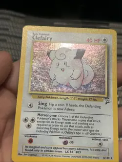 Pokemon TCG Clefairy 6/130 Holo Rare(Swirl) Base Set 2 2000- LP - Image 3
