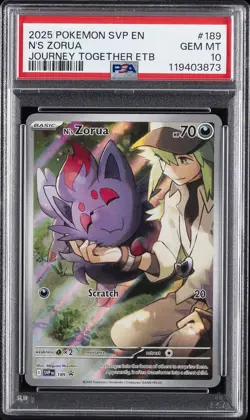 2025 POKEMON SVP EN-SV BLACK STAR PROMO #189 N'S ZORUA PSA 10 - Image 1
