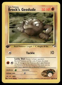 Pokemon Tcg WOTC NM Brock's Geodude [1st Edition] #38 Gym Heroes - Image 1
