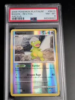 2009 Pokemon Platinum Arceus SH10 Bagon Reverse Foil Graded PSA 8 NM - Image 1