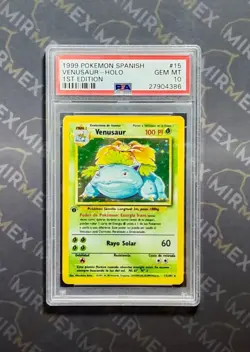 Pokemon PSA 10 Venusaur 1st Edition Spanish Base Set #15 - GEM MINT - Image 2