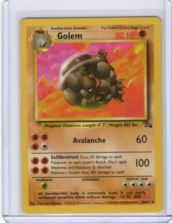 Golem - 36/62 - 1999 Uncommon Fossil Pokemon Card LP - 276 - Image 1