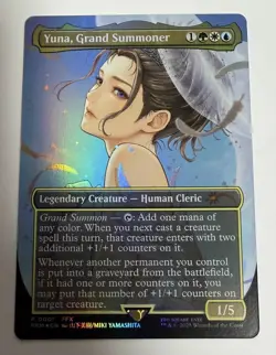 Yuna, Grand Summoner Promo 0001 Final Fantasy Mtg Borderless Foil - Image 1