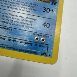 Dark Blastoise Pokemon Card Team Rocket 20/82 Non Holo Rare TCG Vtg Unlimited - Image 4