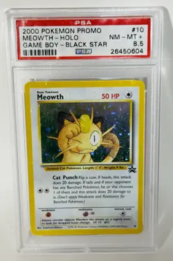 Pokemon Meowth Holo Gameboy Black Star Promo Psa 8.5 #10 Extremely Rare Grade - Image 1