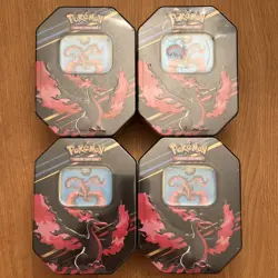 Pokemon TCG Crown Zenith Galarian Moltres Tin New Sealed x 4 - Image 1