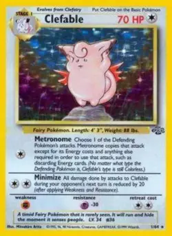 Lightly Played Clefable - 1/64 - Holo Rare - Unlimited Edition Pokemon Jungle - Image 1