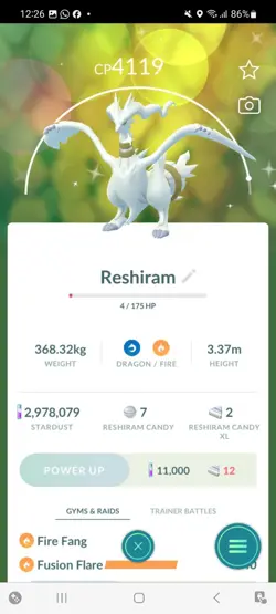 Pokemon Go Shiny Legendary Reshiram ( High cp ) - Image 1