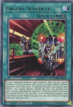 Yugioh Urgent Schedule MGED -EN063 Rare 1st Edition NM - Image 1