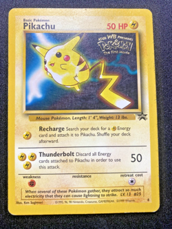 Pikachu 4 WB The First Movie Black Star Promo Pokemon Card 1999 WB Stamp HP - Image 1