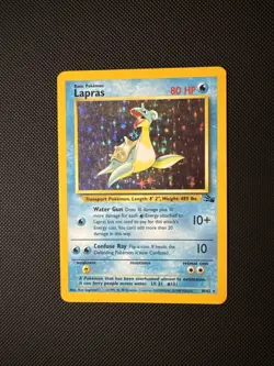 Pokemon TCG Lapras Fossil Holo Rare Unlimited Card 10/62 Vintage LP ENG - Image 1