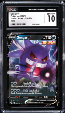 CGC 10 Gengar V 156/264 Pokemon Fusion Strike Graded Card Full Art - Image 1