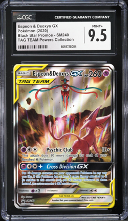 CGC 9.5 Espeon & Deoxys GX Pokemon Tag Team Alt Art SM240 Promo Card - Image 1