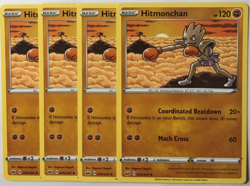 POKEMON 4X HITMONCHAN 095/202 SWORD & SHIELD UNCOMMON NEAR MINT-PLAYSET - Image 1