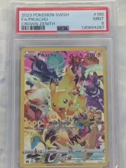 2023 Pokemon SWSH Full Art FA Pikachu Crown Zenith 160/159 PSA 9 MINT - Image 1
