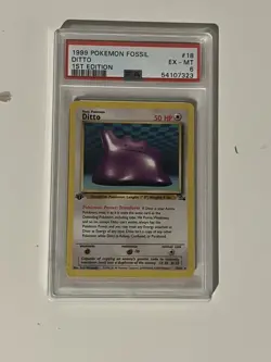 Pokemon TCG Ditto Fossil 18 Regular 1st Edition Rare Graded 6 - Image 1