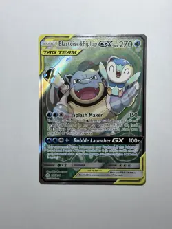 Pokemon TCG SM - Cosmic Eclipse #215/236 Blastoise & Piplup GX GRADE RDY READ** - Image 2