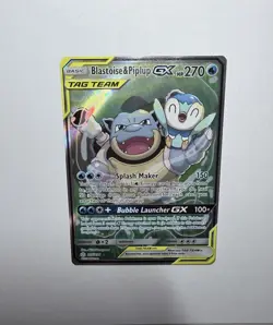 Pokemon TCG SM - Cosmic Eclipse #215/236 Blastoise & Piplup GX GRADE RDY READ** - Image 3