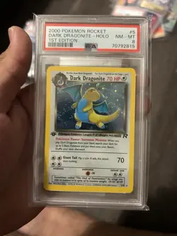 Pokemon TCG Dark Dragonite Holo Rare 1st Edition 5/82 PSA 8 NM-MT Swirl - Image 1