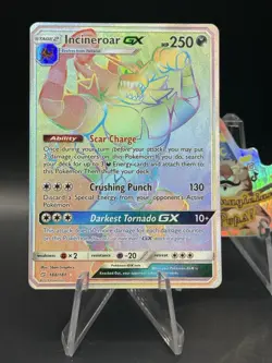 Pokemon TCG - Incineroar GX 188/181 Rainbow Secret Rare Sun & Moon Team Up NM - Image 1