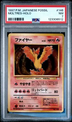 1997 Pokemon Japanese Fossil Moltres 146 HOLO PSA 7 NEAR MINT - Image 1