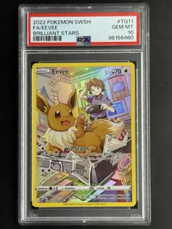 2022 Pokemon Sword and Shield Brilliant Stars #TG11 Eevee Full Art PSA 10 - Image 1