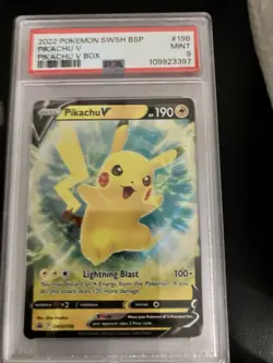 POKEMON 2022 Black Star Promo PIKACHU V box SWSH198 PSA 9 Mint RARE - Image 1