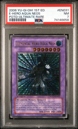 PSA 7 E-Hero Aqua Neos POTD-EN031 Ultimate Rare 1st Edition YuGiOh Euro Print - Image 1