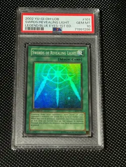 Yugioh PSA 10 Swords of Revealing Light LOB-101 Super Rare 1st Edition *1286 - Image 1
