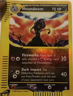Houndoom 15/147 Aquapolis Reverse Holo Rare Pokemon Card - Image 1
