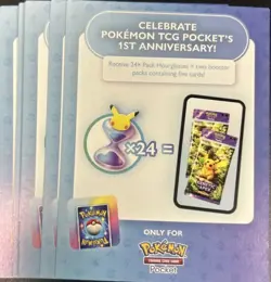 Pokemon TCG Pocket 1st Anniversary 24 Hourglass Code Card (New & Unscratched) - Image 1