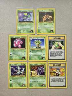Lot Of 8 Vintage Pokemon Cards Gym Heroes Challenge Erika Koga - Image 1
