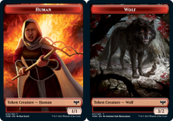 Human Token (010) // Wolf Token (011) - Foil NM, English MTG Innistrad: Crimson - Image 1