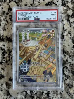 2024 Pokemon TWM EN Timburr Illustration Rare Graded PSA 9 Mint - Image 1