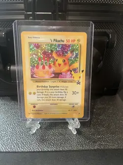 Pokemon Celebrations Classic Collection Birthday Surprise Pikachu #24 w/ Topload - Image 1