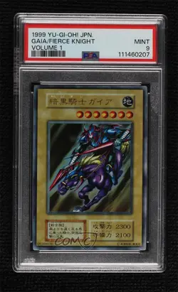 Gaia The Fierce Knight Japanese YuGiOh OCG Series 1 Vol 1 PSA 9 MINT 1999 - Image 1